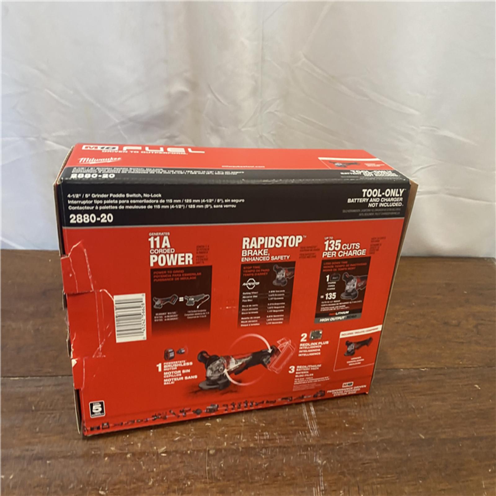 NEW Milwaukee 2880-20 M18 FUEL 18-Volt Lithium-Ion Brushless Cordless 4-1/2 in./5 in. Grinder W/Paddle Switch (Tool-Only)