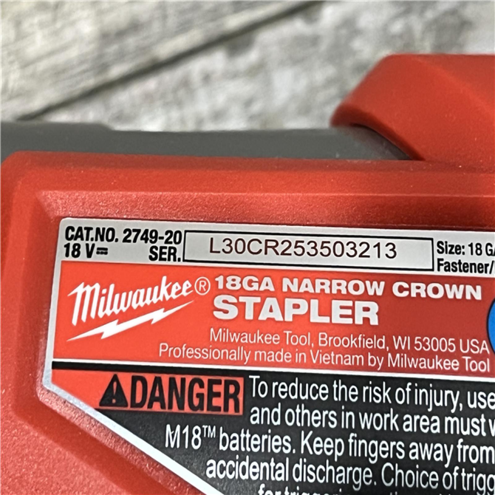 AS-IS Milwaukee FUEL 18-Volt Lithium-Ion Brushless Cordless 18-Gauge 1/4 in. Narrow Crown Stapler (Tool-Only)