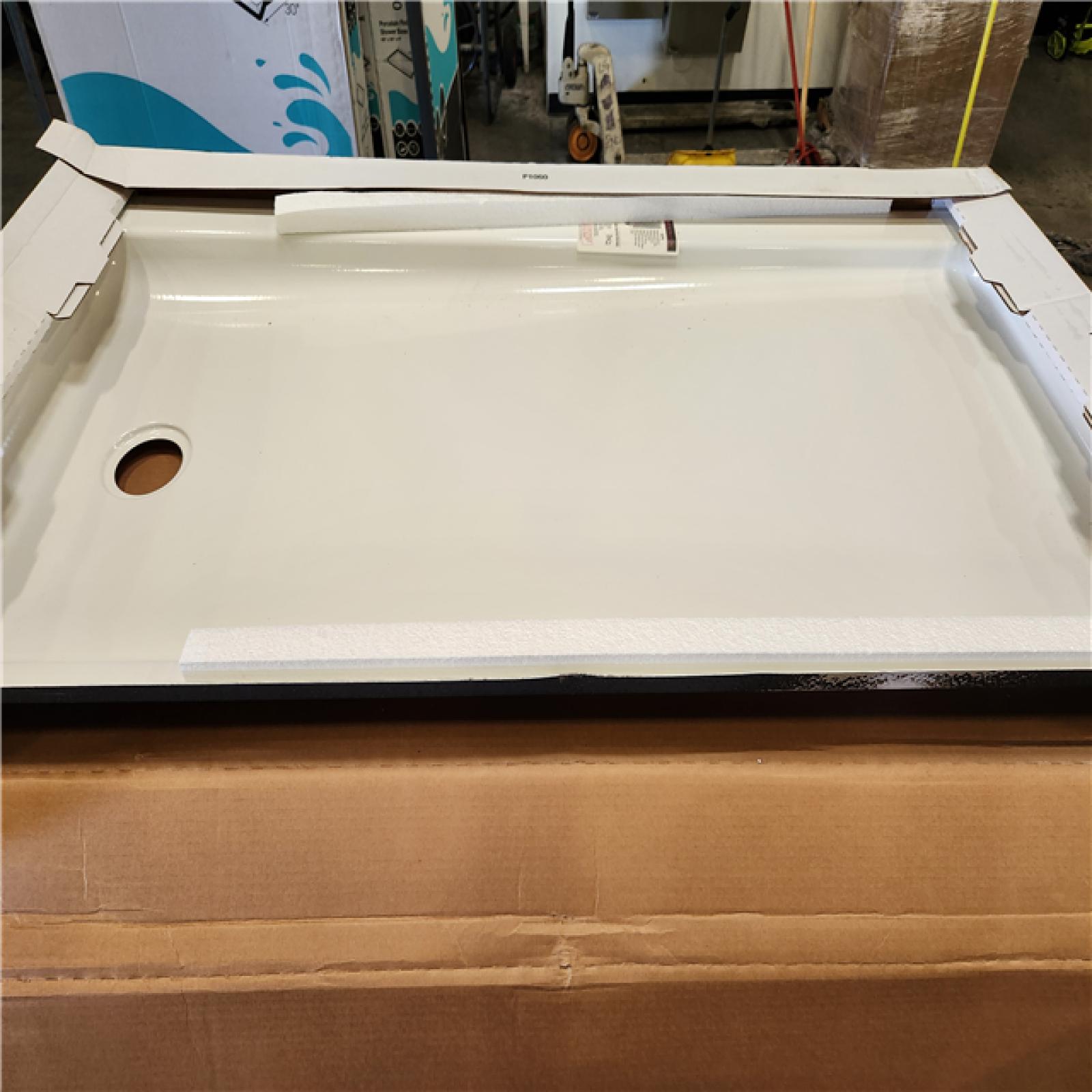 Phoenix Location NEW Bootz Industries Aloha ShowerCast 60 in. L x 30 in. W Alcove Shower Pan Base with Right Drain in White Pallet (9-Total)