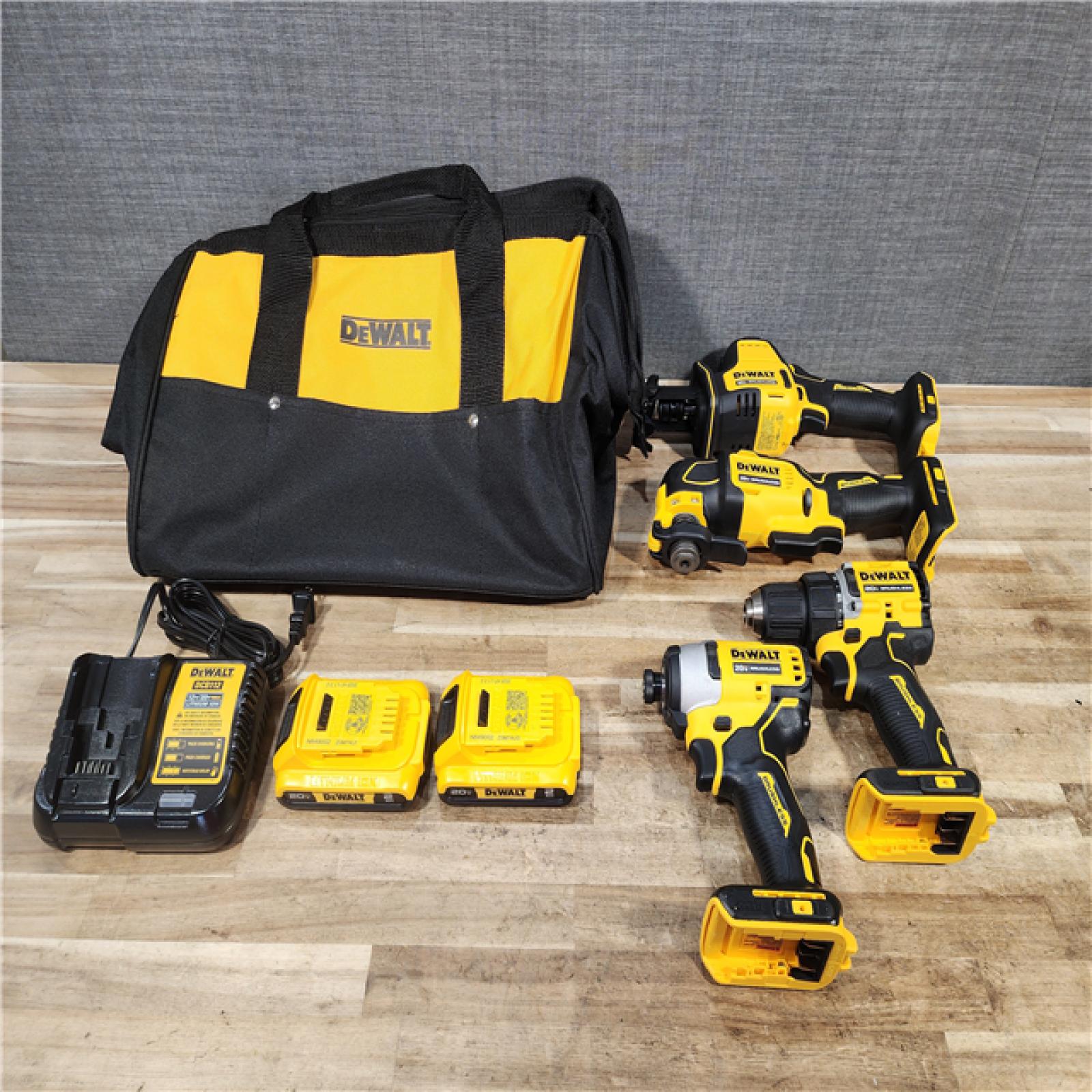 HOUSTON LOCATION - AS - IS DEWALT ATOMIC 20-Volt Lithium-Ion Cordless Brushless (4-Tool) Combo Kit