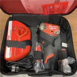AS-IS M12 FUEL SURGE 12V Lithium-Ion Brushless Cordless 1/4 in. Hex Impact Driver Compact Kit W/Two 2.0Ah Batteries, Bag
