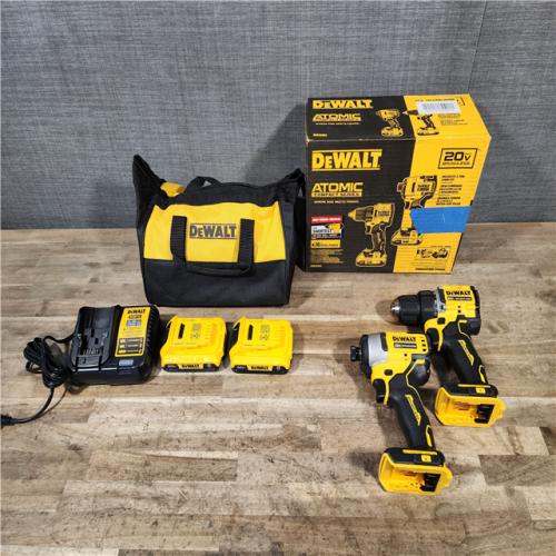 HOUSTON LOCATION - AS-IS Dewalt DCK225D2 20V MAX ATOMIC Brushless Compact Lithium-Ion 1/2 in. Cordless Drill Driver and 1/4 in. Impact Driver Combo Kit with 2 Batteries 2 Ah