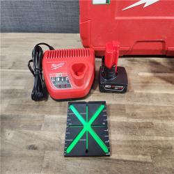 HOUSTON LOCATION - AS-IS Milwaukee-3632-21 M12 Green Beam Laser 360Â° 3-Plane Kit