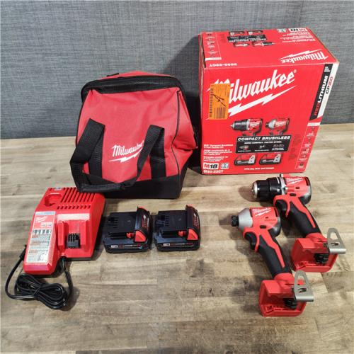 HOUSTON LOCATION - AS-IS M18 18V Lithium-Ion Brushless Cordless Compact Drill/Impact Combo Kit (2-Tool) W/(2) 2.0 Ah Batteries, Charger & Bag