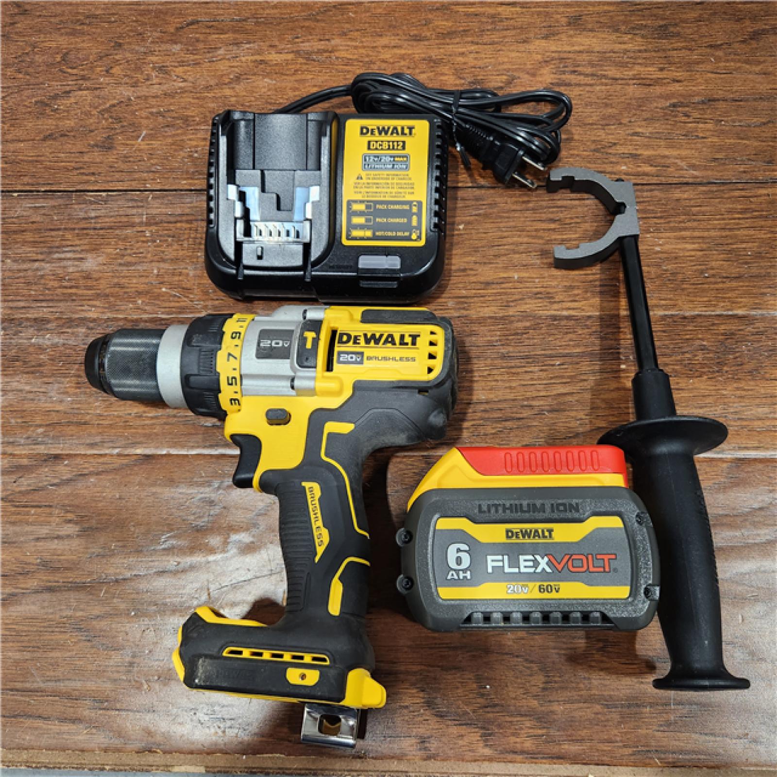 AS-IS Dewalt FLEXVOLT 20 Volt 1/2 in. Brushless Cordless Hammer Drill/Driver Kit (Battery & Charger)