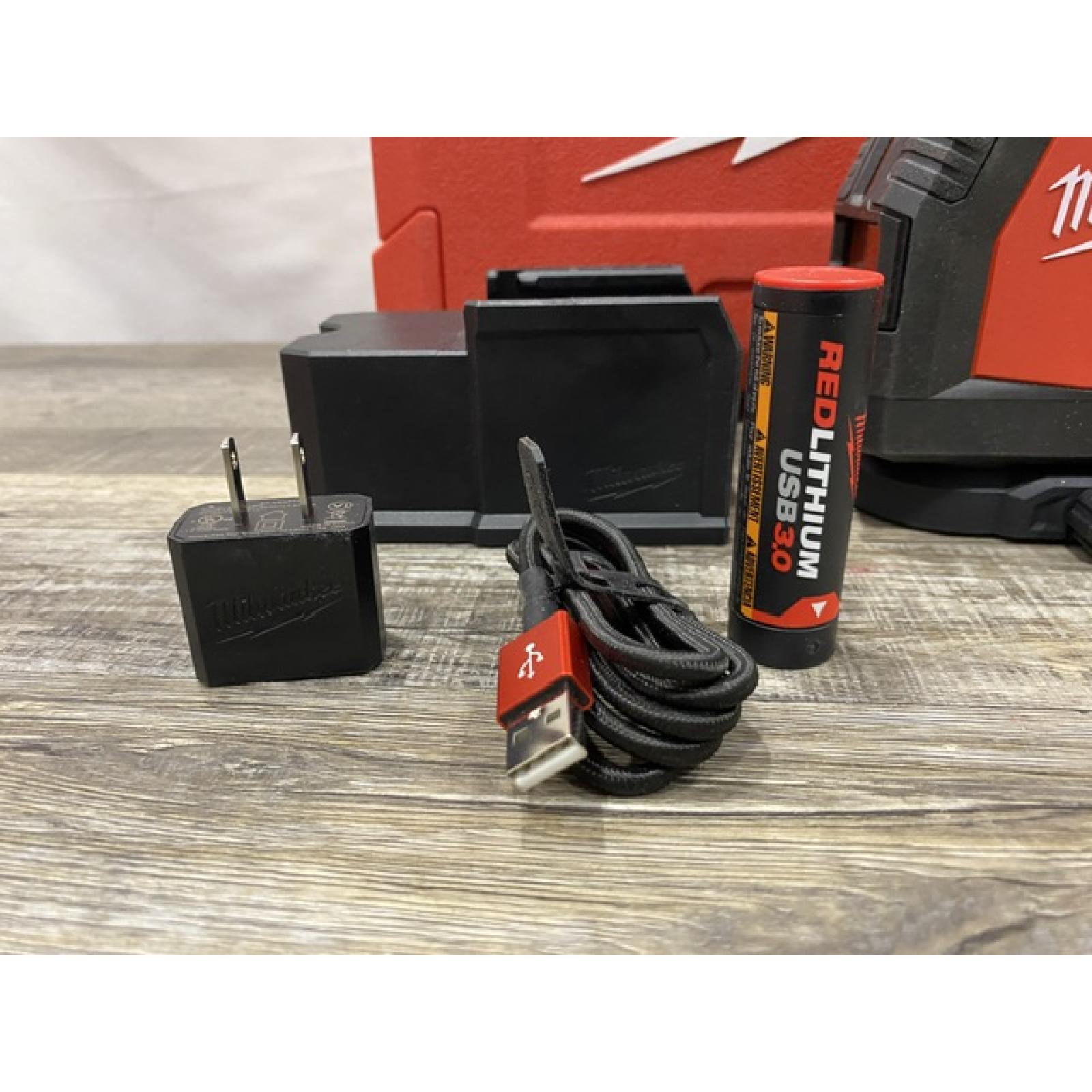 AS-IS Milwaukee Green 100 ft. Cross Line and Plumb Points Rechargeable Laser Level Kit