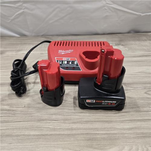 LIKE NEW! - Milwaukee M12 12V 4.0 Ah and 2.0 Ah Battery Packs and Charger Starter Kit (48-59-2424)