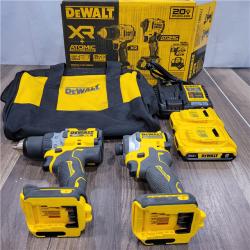 DEWALT 20V MAX XR Cordless Drill/Driver, ATOMIC Impact Driver 2 Tool Combo Kit, (2) 2.0Ah Batteries, Charger, and Bag