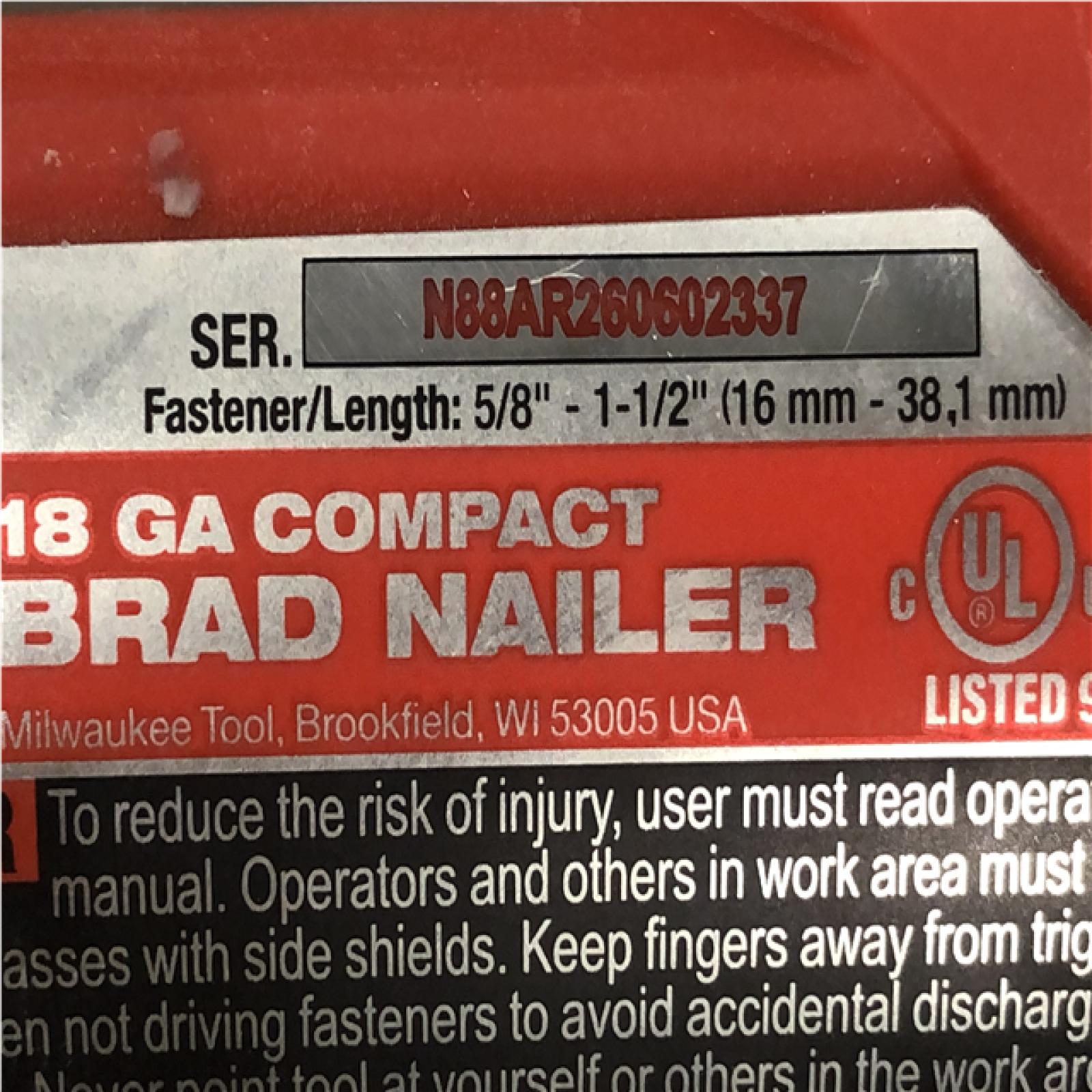 AS-IS Milwaukee FUEL 12-Volt Lithium-Ion Brushless Cordless 18-Gauge 1-1/2 in. Compact Brad Nailer (Tool Only)
