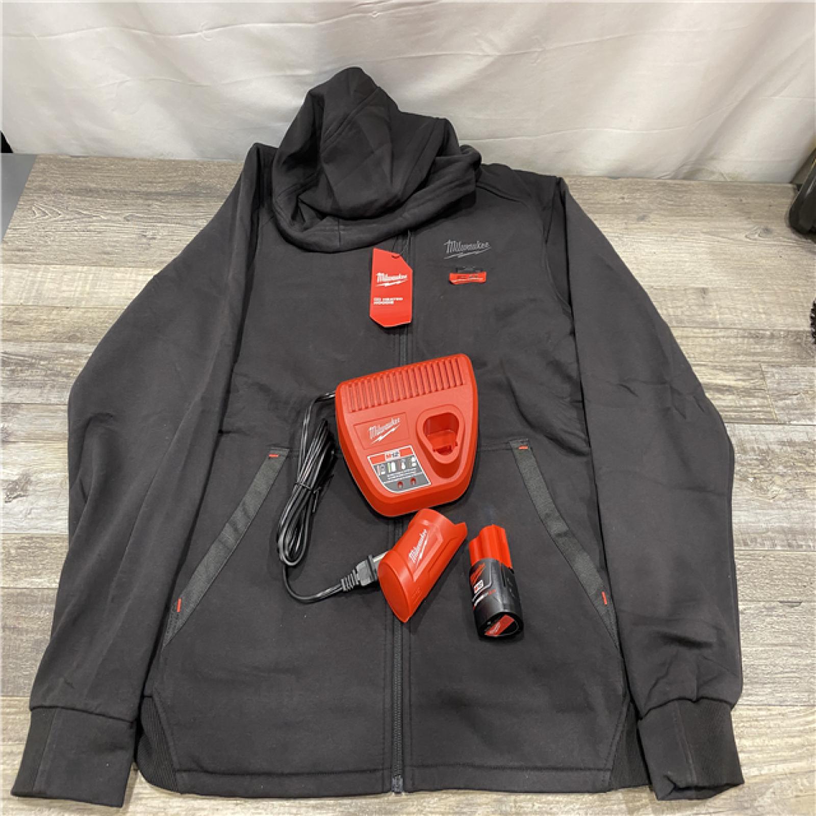 AS-IS Milwaukee Men's Large 12-Volt Lithium-Ion Cordless Black Heated Jacket Hoodie Kit