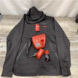 AS-IS Milwaukee Men's Large 12-Volt Lithium-Ion Cordless Black Heated Jacket Hoodie Kit
