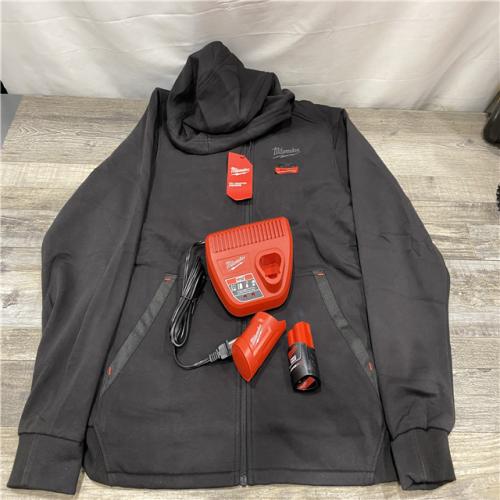 AS-IS Milwaukee Men's Large 12-Volt Lithium-Ion Cordless Black Heated Jacket Hoodie Kit