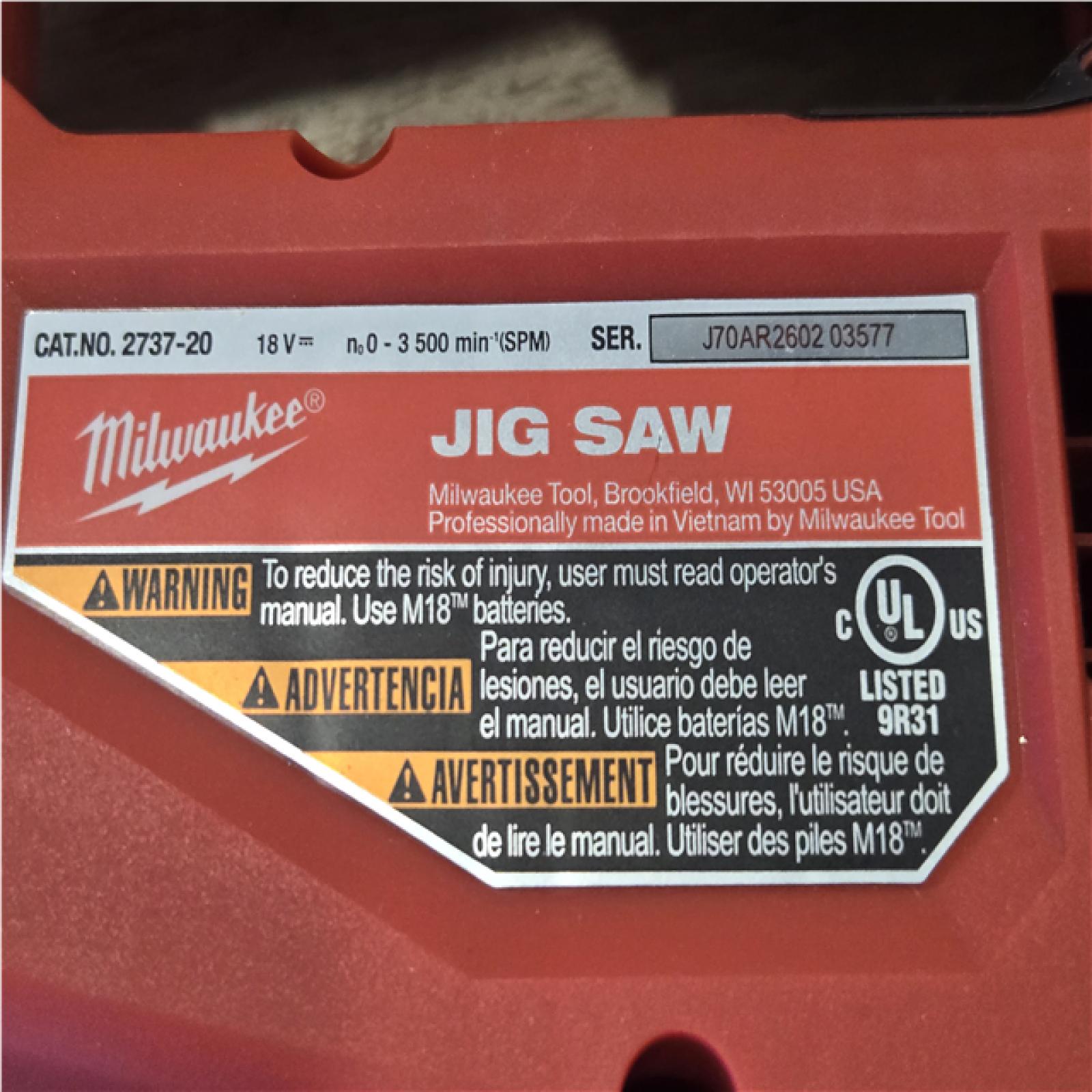 AS-IS Milwaukee FUEL 18V Lithium-Ion Brushless Cordless Jig Saw (Tool-Only)