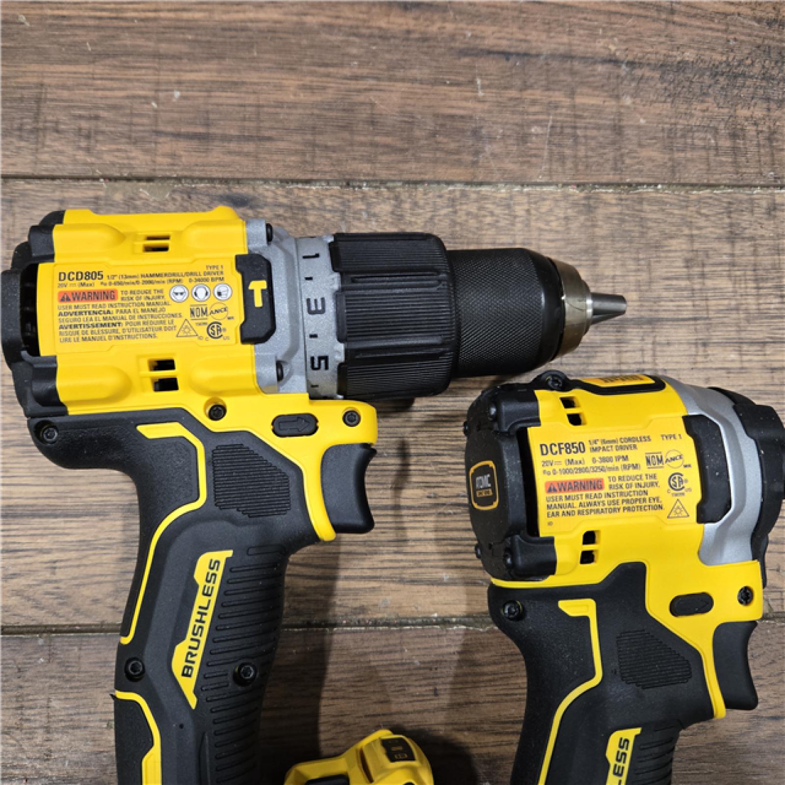 AS-IS DEWALT 20V MAX XR Hammer Drill and ATOMIC Impact Driver 2 Tool Cordless Combo Kit with (2) 4.0Ah Batteries, Charger, and Bag