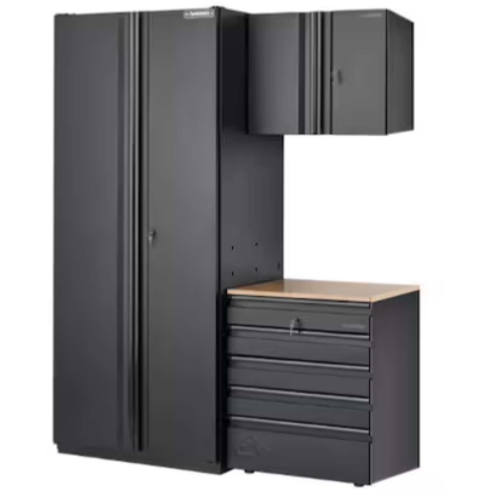 DALLAS LOCATION- AS-IS HUSKY 64 in. W x 81 in. H x 24 in. D Welded Steel 3-Piece Steel Garage Storage System in Black