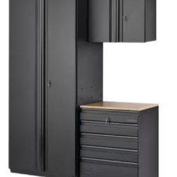 DALLAS LOCATION- AS-IS HUSKY 64 in. W x 81 in. H x 24 in. D Welded Steel 3-Piece Steel Garage Storage System in Black