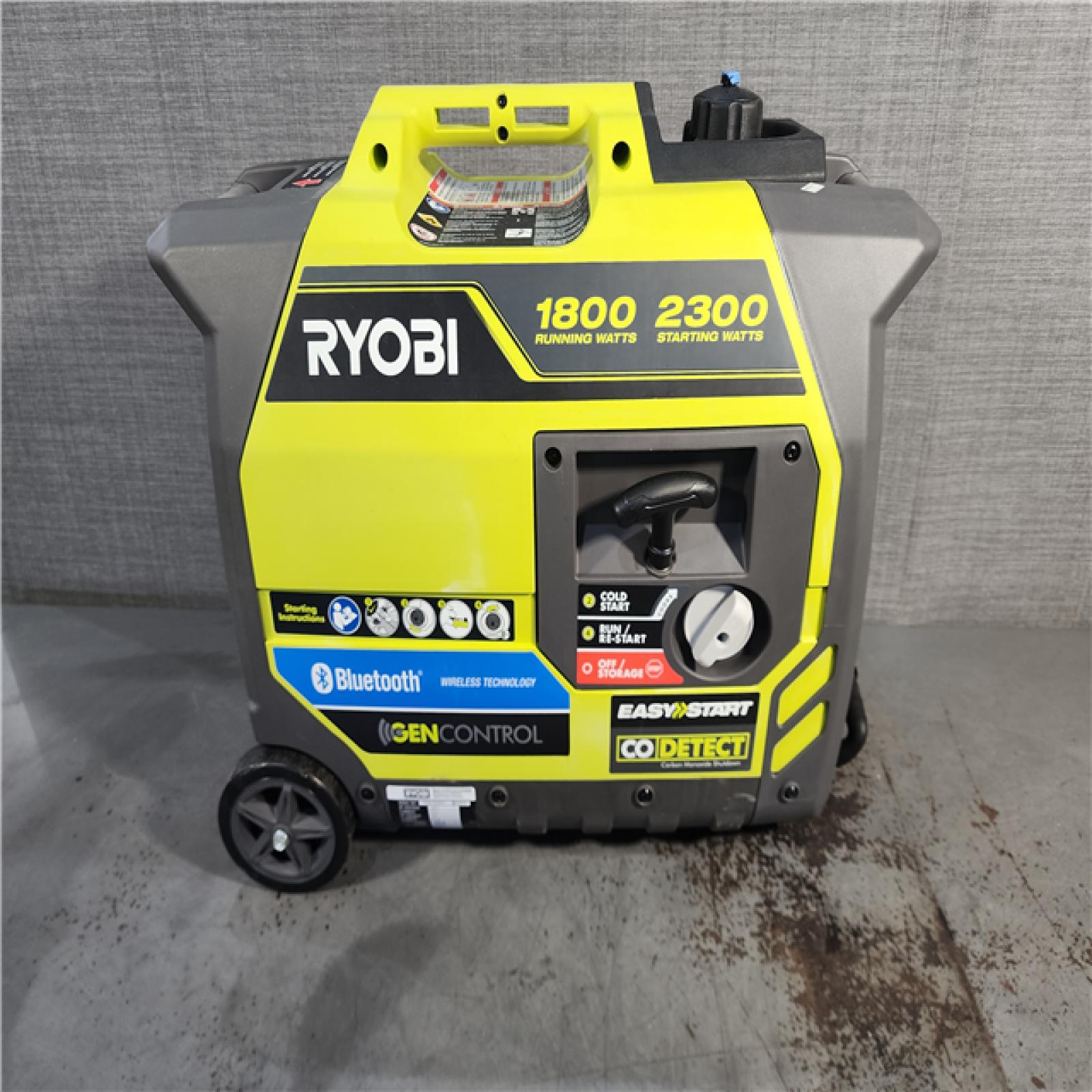 HOUSTON LOCATION - AS-IS RYOBI 2,300-Watt Recoil Start Bluetooth Super Quiet Gasoline Powered Digital Inverter Generator with CO Shutdown Sensor
