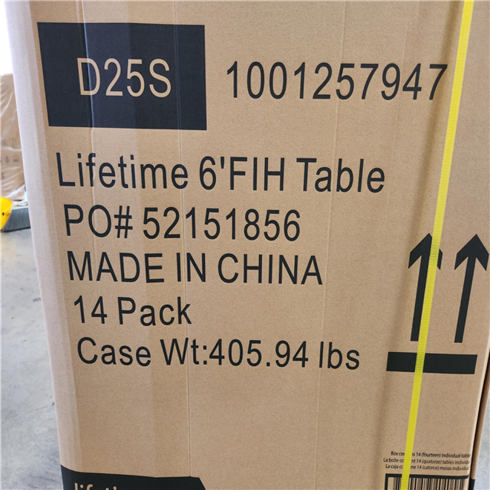 Phoenix Location 14 Pack Lifetime 6 ft. Fold-in-Half Table: Almond Pallet