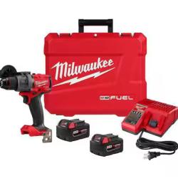 NEW! - Milwaukee M18 FUEL 18V Lithium-Ion Brushless Cordless 1/2 in. Hammer Drill Driver Kit with Two 5.0 Ah Batteries and Hard Case