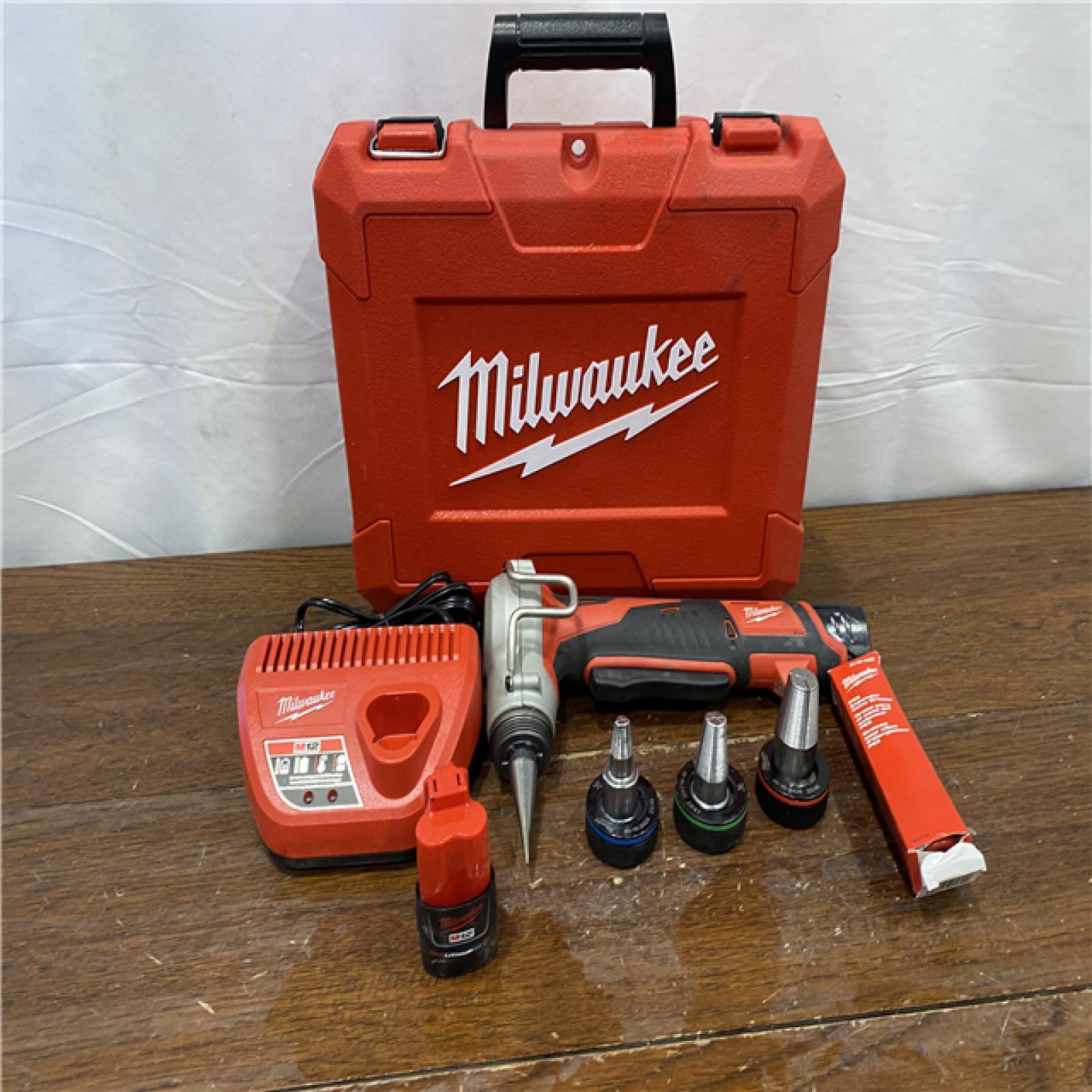 AS-IS M12 12-Volt Lithium-Ion Cordless PEX Expansion Tool Kit with (2) 1.5 Ah Batteries, (3) Expansion Heads and Hard Case