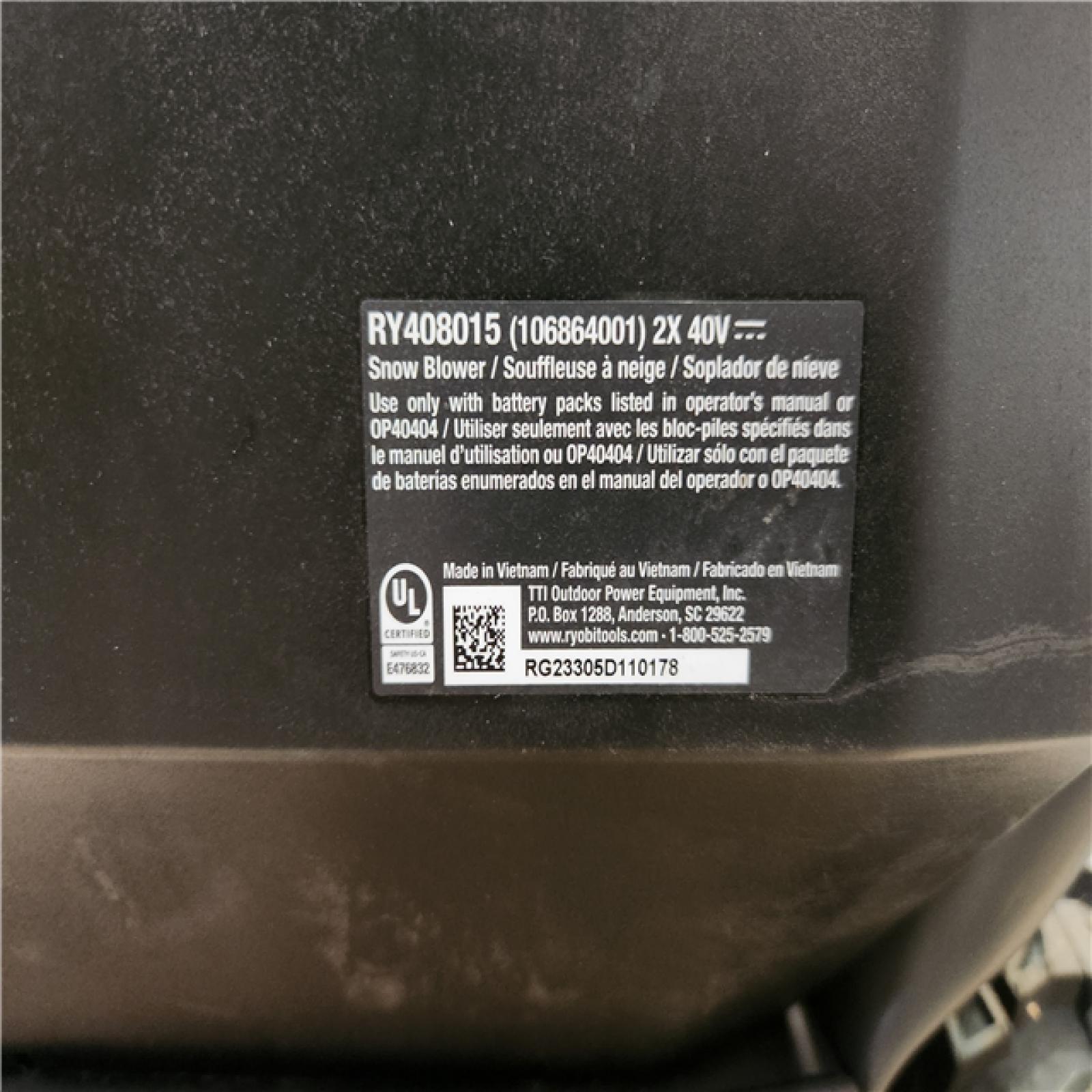 Phoenix Location RYOBI 40V HP Brushless Whisper Series 22 2-Stage Cordless Electric Self-Propelled Snow Blower (Batteries Not Included)