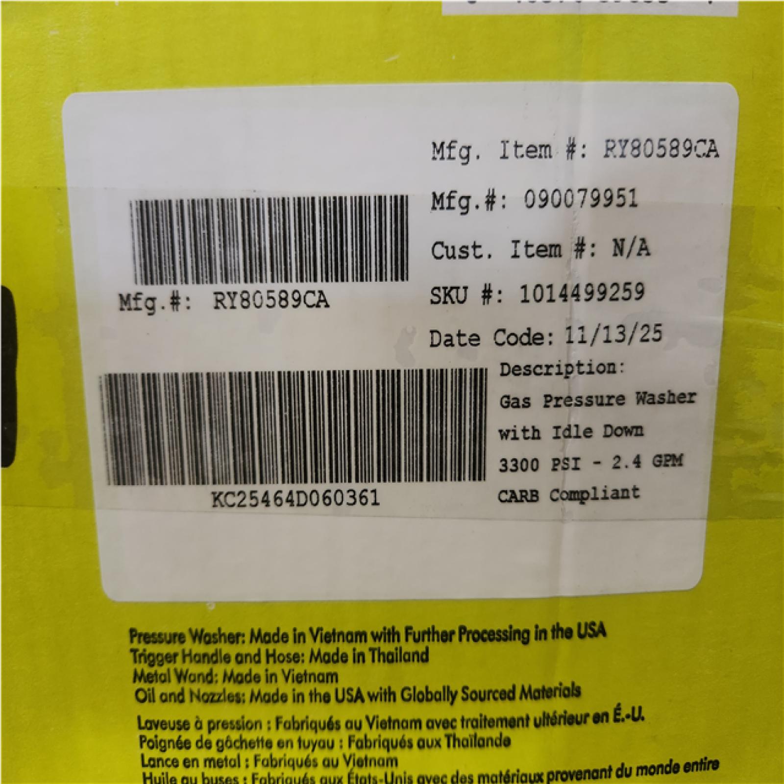 Phoenix NEW RYOBI 3300 PSI 2.4 GPM Cold Water Gas Pressure Washer with 212cc Engine
