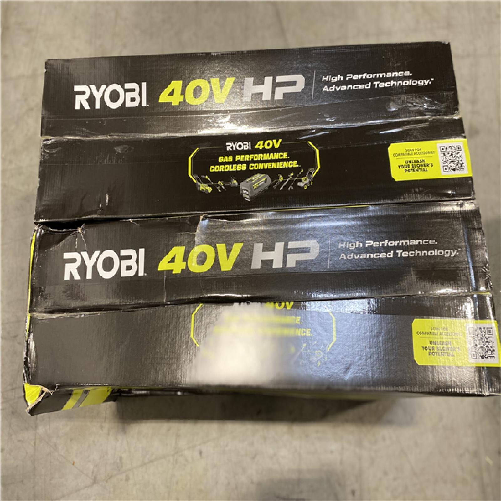 DALLAS LOCATION - New  (2 UNITS)RYOBI 40V HP Brushless Whisper Series 190 MPH 730 CFM Cordless Battery Jet Fan Leaf Blower with (2) 4.0 Ah Batteries & Charger
