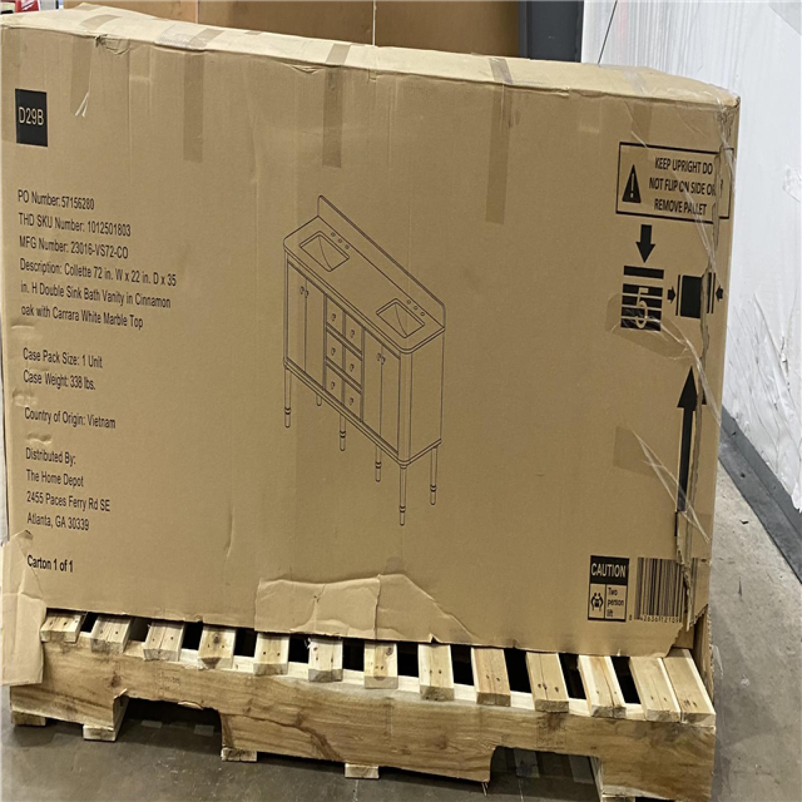 Houston Location AS IS - Double sink restroom vanity cinnamon oak