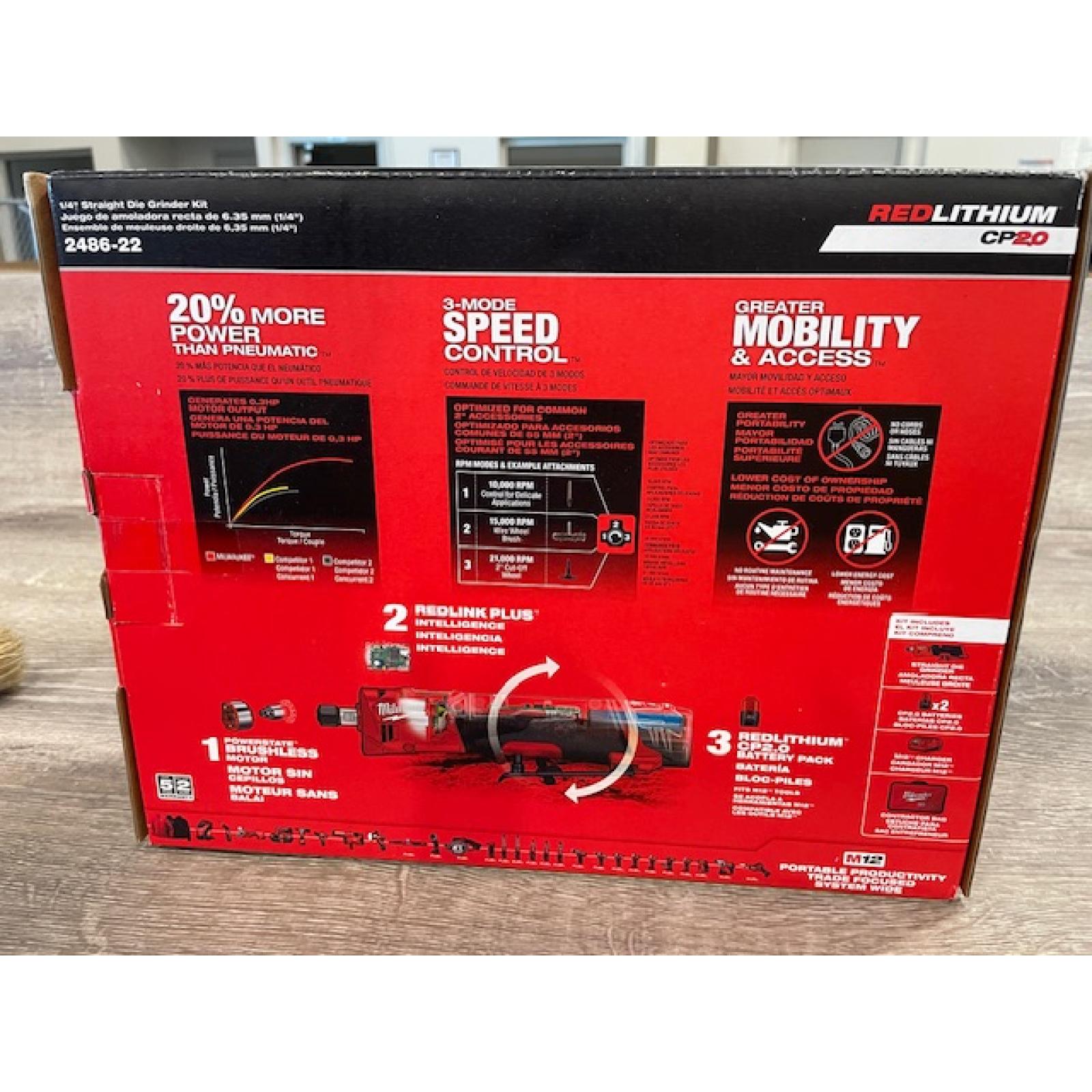 NEW - Milwaukee  FUEL 12V Lithium-Ion Brushless Cordless 1/4 in. Straight Die Grinder Kit