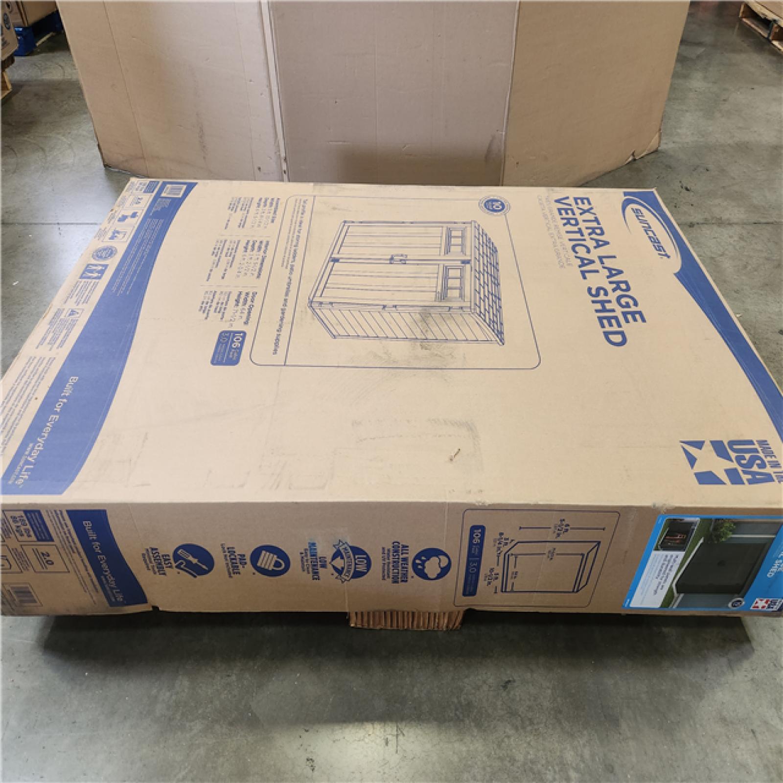 Phoenix NEW Suncast 5 ft. 10.5 in. W x 3 ft. 8.25 in. D x 6 ft. 5.5 in. H XL Plastic Resin Vertical Storage Shed in Peppercorn (Gray)