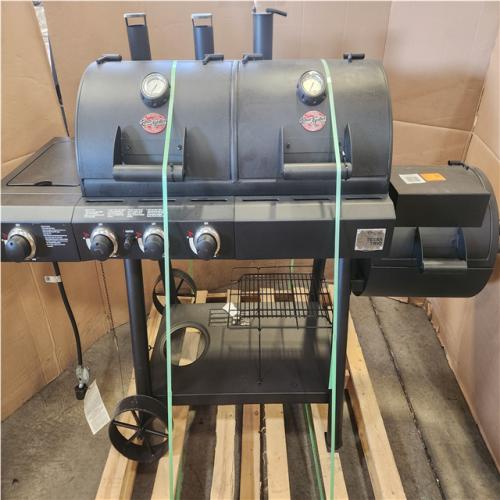 Phoenix LIKE NEW Char-Griller Texas Trio 4-Burner Dual Fuel Grill with Smoker in Black