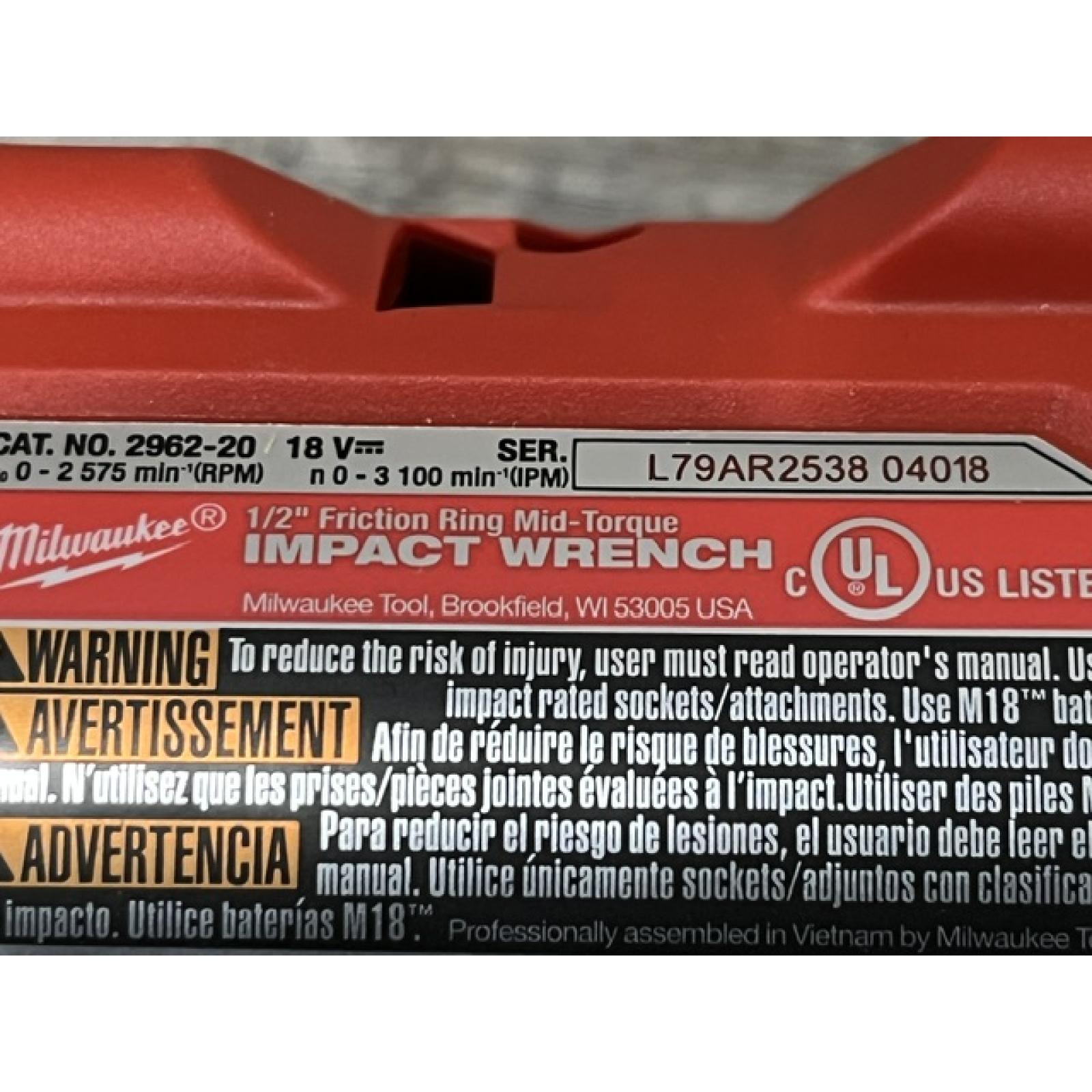 AS-IS Milwaukee FUEL Gen-2 18V Lithium-Ion Brushless Cordless Mid Torque 1/2 in. Impact Wrench w/Friction Ring (Tool-Only)