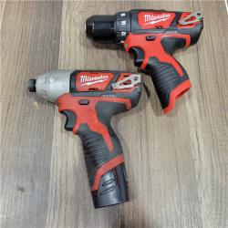 AS-IS Milwaukee    M12 12V Lithium-Ion Cordless Drill Driver/Impact Driver Combo Kit with Two 1.5Ah Batteries, Charger and Bag (2-Tool)