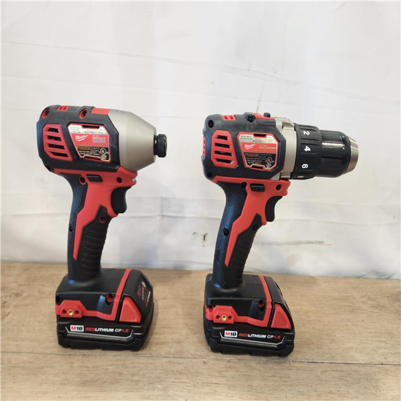 AS-IS- Milwaukee 18V Lithium-Ion Cordless Drill Driver/Impact Driver Combo Kit