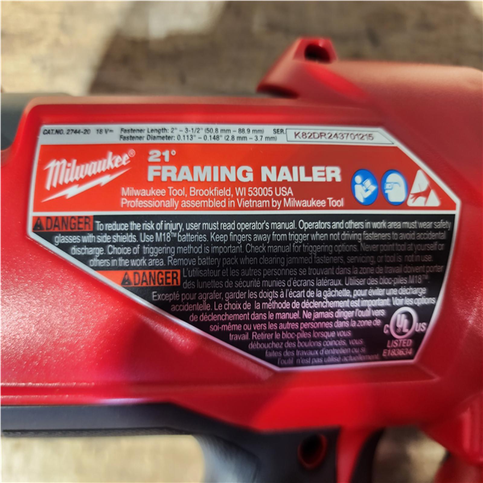 HOUSTON LOCATION - AS - IS Milwaukee FUEL 3-1/2 in. 18-Volt 21-Degree Lithium-Ion Brushless Cordless Framing Nailer (Tool-Only)