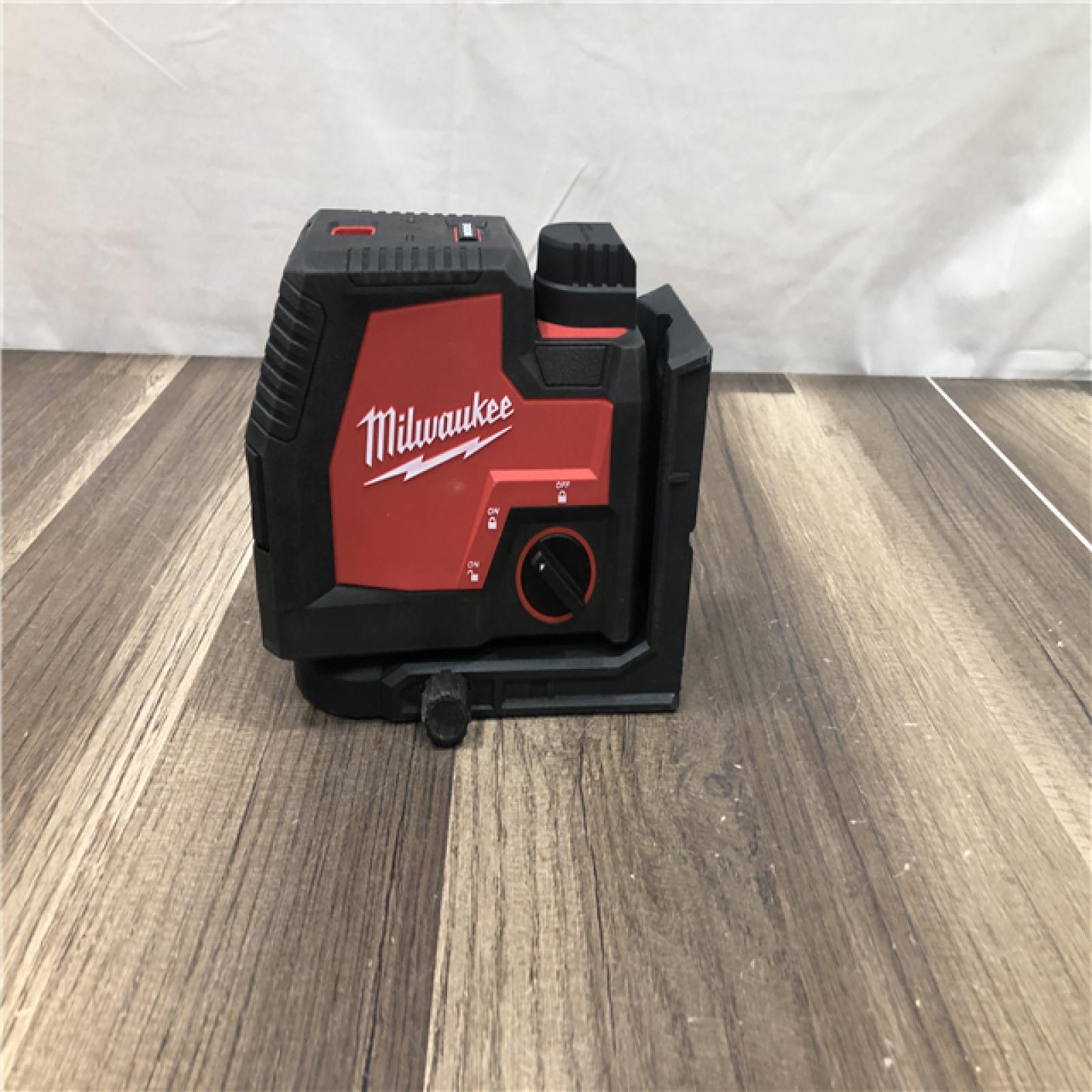 AS-IS Milwaukee Green 100 ft. Cross Line and Plumb Points Rechargeable Laser Level with REDLITHIUM Lithium-Ion