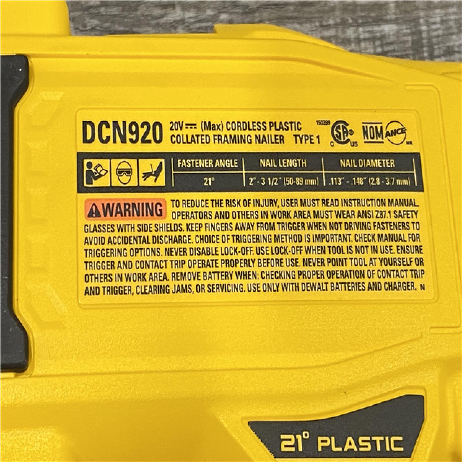 AS-IS DEWALT 20-Volt 21° Cordless Framing Nailer (Tool-Only)