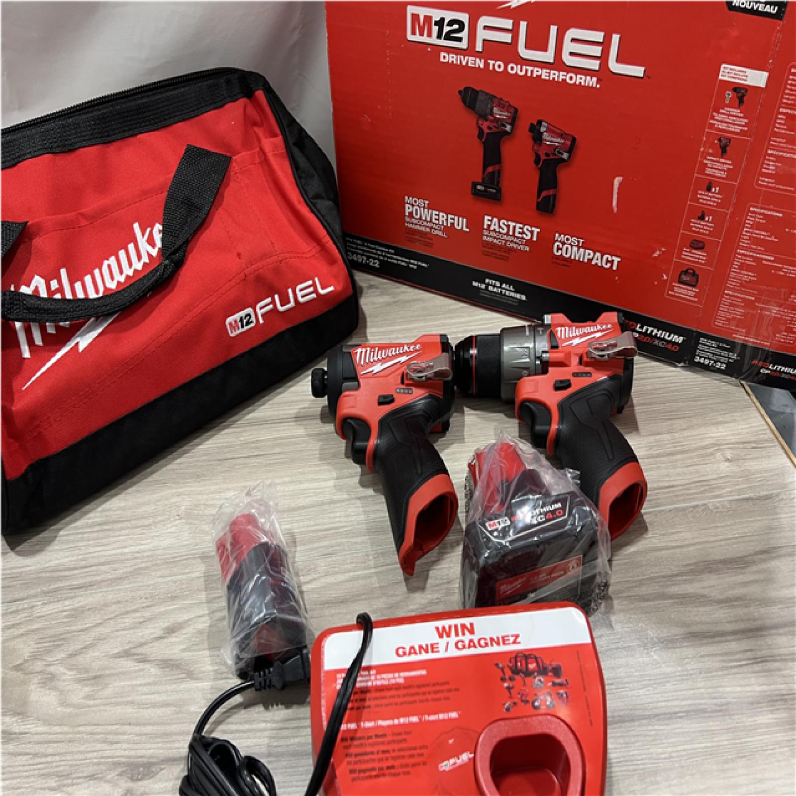AS-IS Milwaukee FUEL 12-Volt Lithium-Ion Brushless Cordless Hammer Drill and Impact Driver Combo Kit
