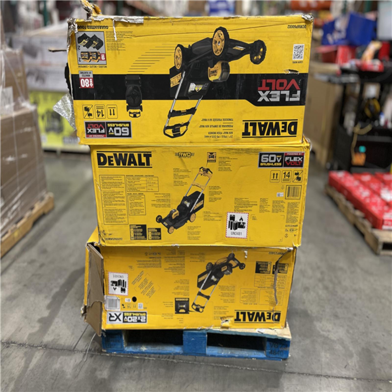 DALLAS LOCATION- DEWALT PUSH MOWER MIXED PALLET (6 UNITS)