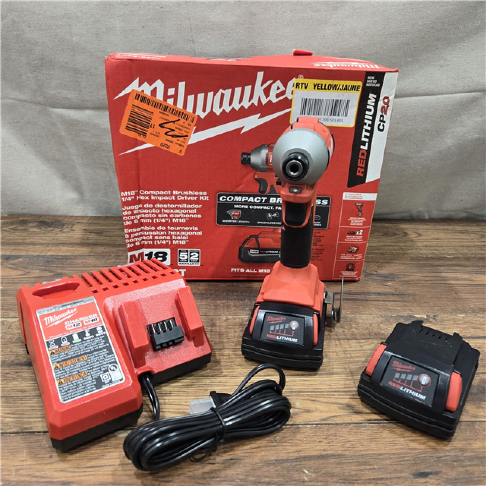AS-IS Milwaukee M18 Compact Brushless 1/4  Hex Impact Driver Kit