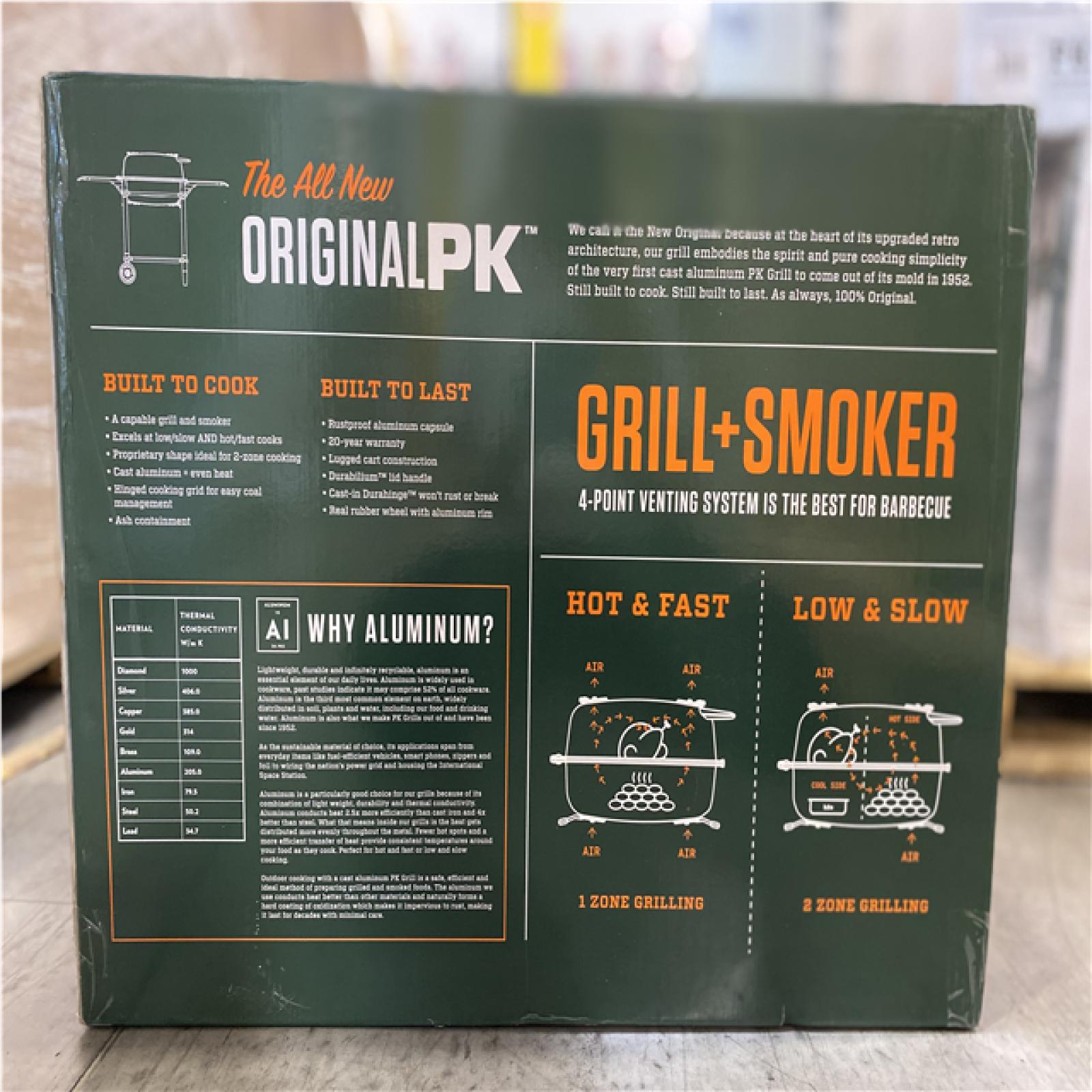 DALLAS LOCATION - NEW! - AARON FRANKLIN Cast Aluminum Portable Charcoal Grill in Black PK300 (TRAYS SOLD SEPERATELY)