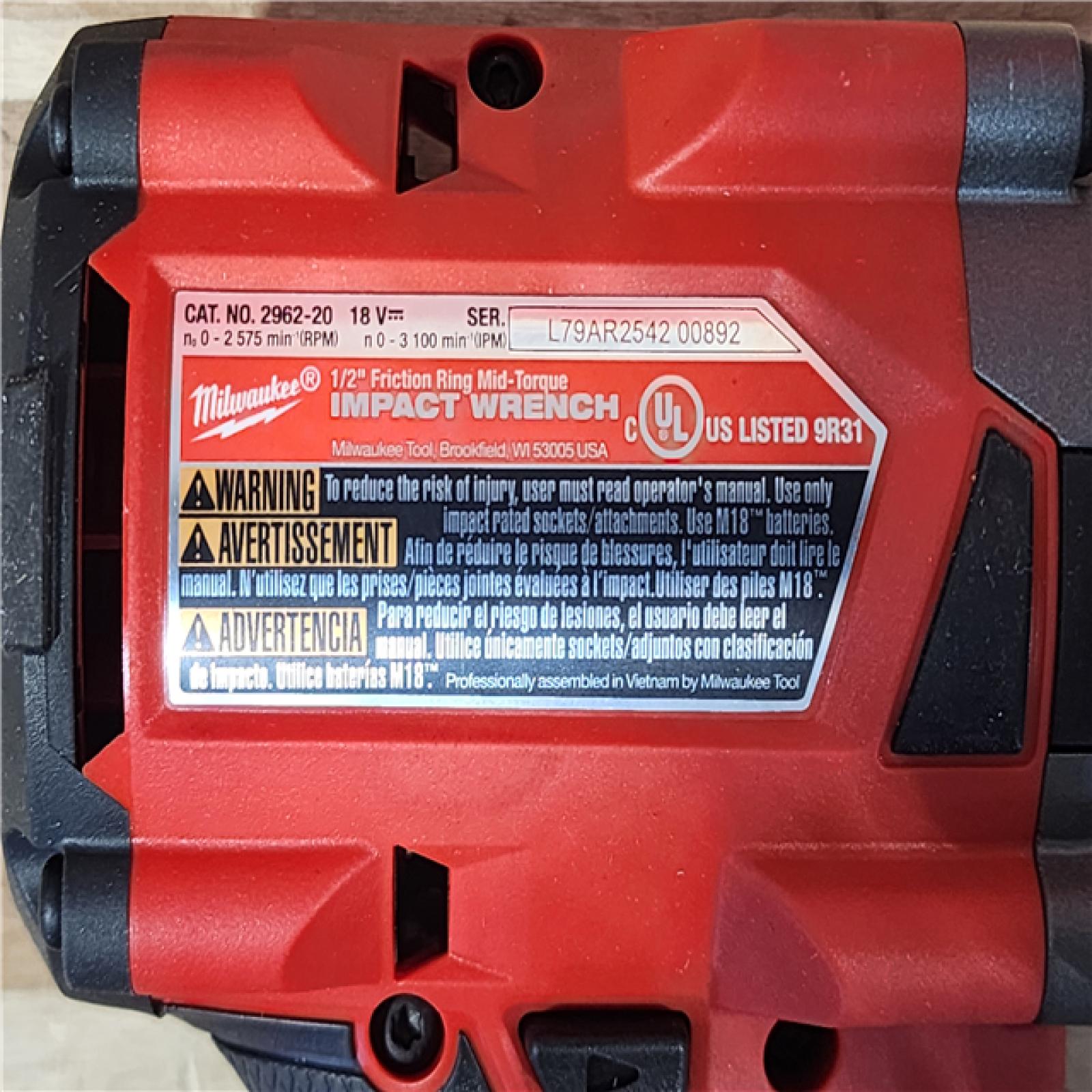 HOUSTON LOCATION - AS-IS Milwaukee FUEL Gen-2 18V Lithium-Ion Brushless Cordless Mid Torque 1/2 in. Impact Wrench w/Friction Ring (Tool-Only)
