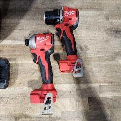 HOUSTON LOCATION - AS-IS Milwaukee M18 18V Lithium-Ion Brushless Cordless Compact Drill/Impact Combo Kit (2-Tool) W/(2) 2.0 Ah Batteries  Charger & Bag