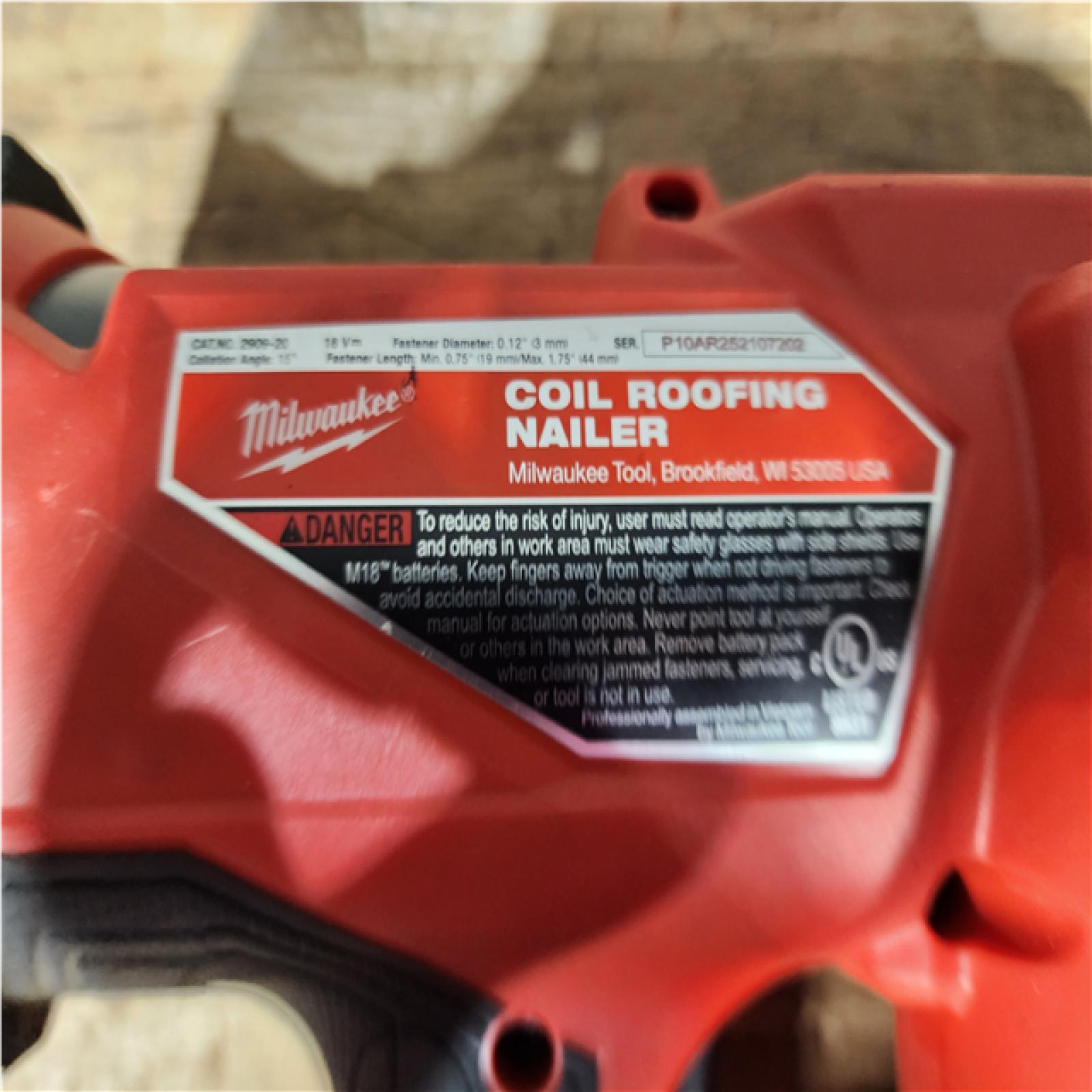 HOUSTON LOCATION - AS - IS Milwaukee FUEL 18-Volt Lithium-Ion Brushless Cordless Coil Roofing Nailer (Tool Only)