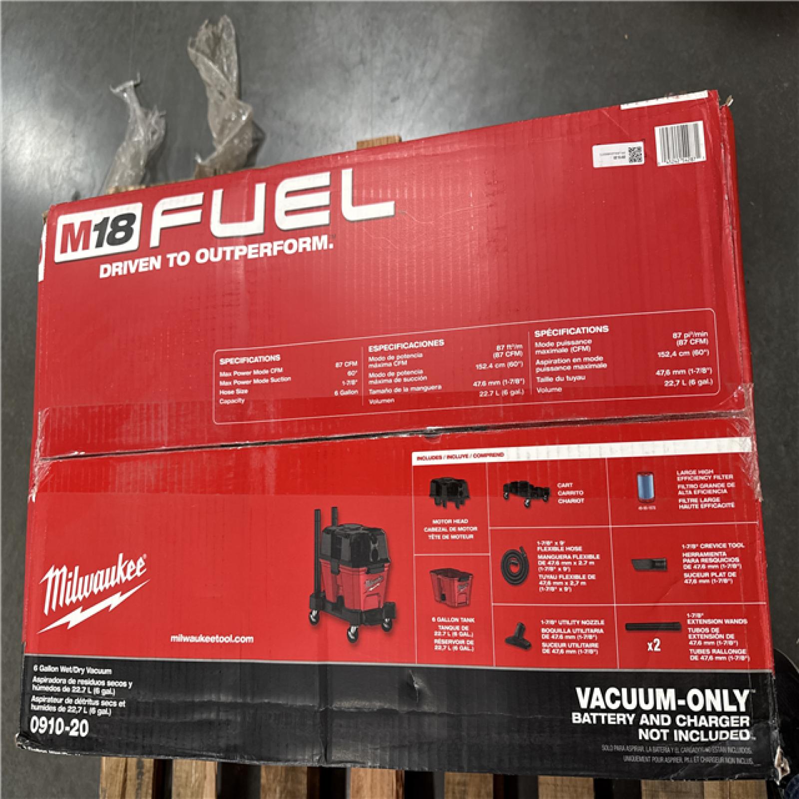 California NEW Milwaukee 6 Gallon Wet/Dry Vacuum (No Battery or Charger)