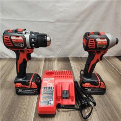 AS-IS- Milwaukee 18V Cordless Brushed 2-Tool Drill/Driver and Impact Driver Kit