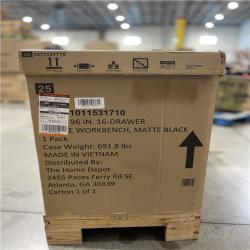 DALLAS LOCATION - Husky 96 in. W x 24 in. D 16-Drawer Heavy-Duty Mobile Workbench with Stainless Steel Top in Matte Black