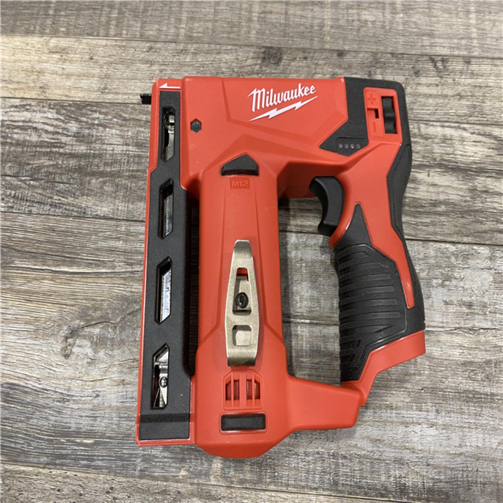 AS-IS Milwaukee 12-Volt Lithium-Ion Cordless 3/8 in. Crown Stapler (Tool-Only)
