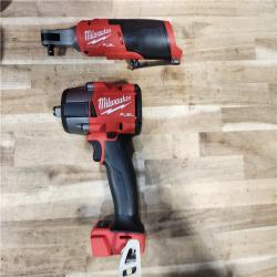 HOUSTON LOCATION - AS-IS (APPEARS LIKE NEW) Milwaukee FUEL 18V Cordless Mid Torque 1/2 in. Impact Wrench w/ M12 FUEL 3/8 in. Ratchet & Battery/Charger Combo Kit