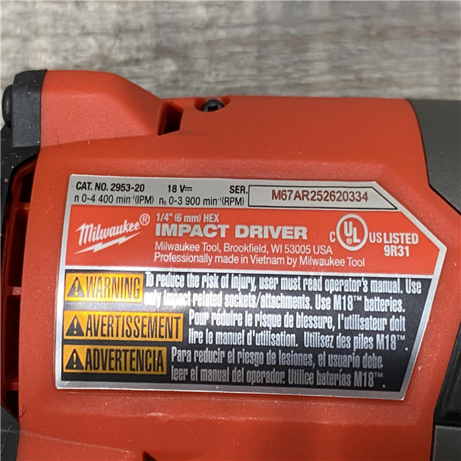 AS-IS Milwaukee FUEL 18V Lithium-Ion Brushless Cordless 1/4 in. Hex Impact Driver Kit